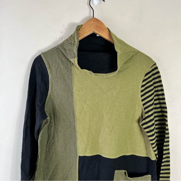 Habitat Tunic Turtleneck Sweater Size Small Colorblocked Green Black Lagenlook - Picture 5 of 11